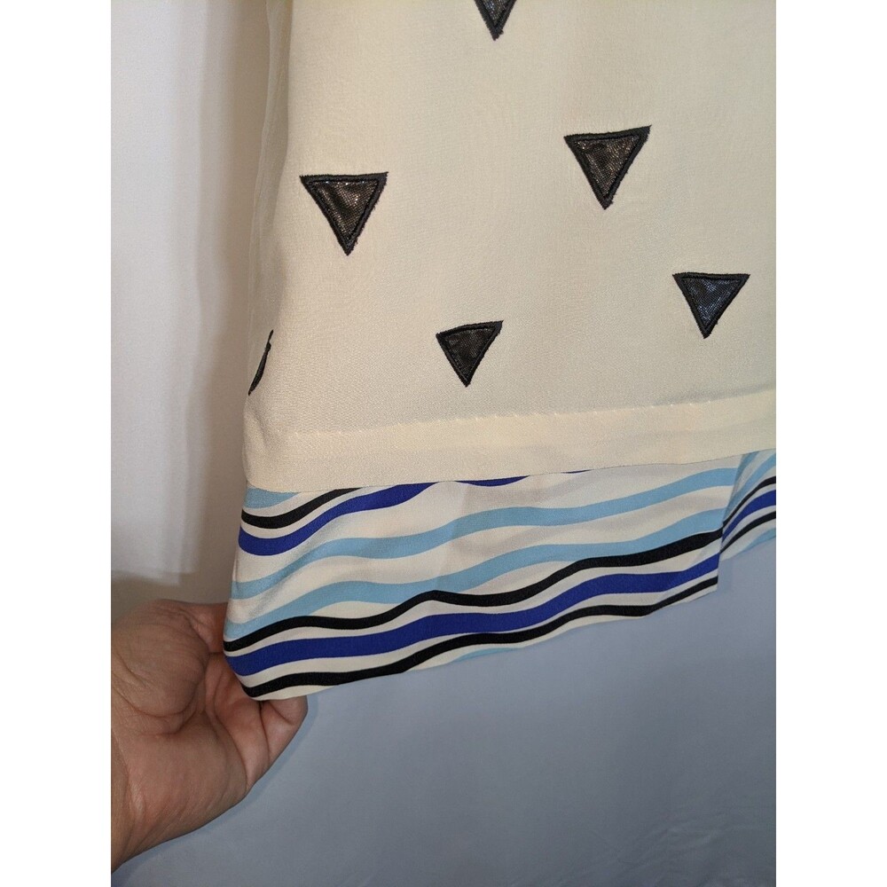 DVF Diane von Furstenberg 100% Silk Tunic Mini Dress Sz 0 XS S Ivory Geometric - Picture 9 of 16